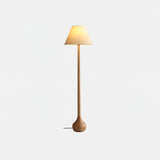 Elegant Solid Wood Uplight Floor Lamp with Fabric Shade and Metal Accents