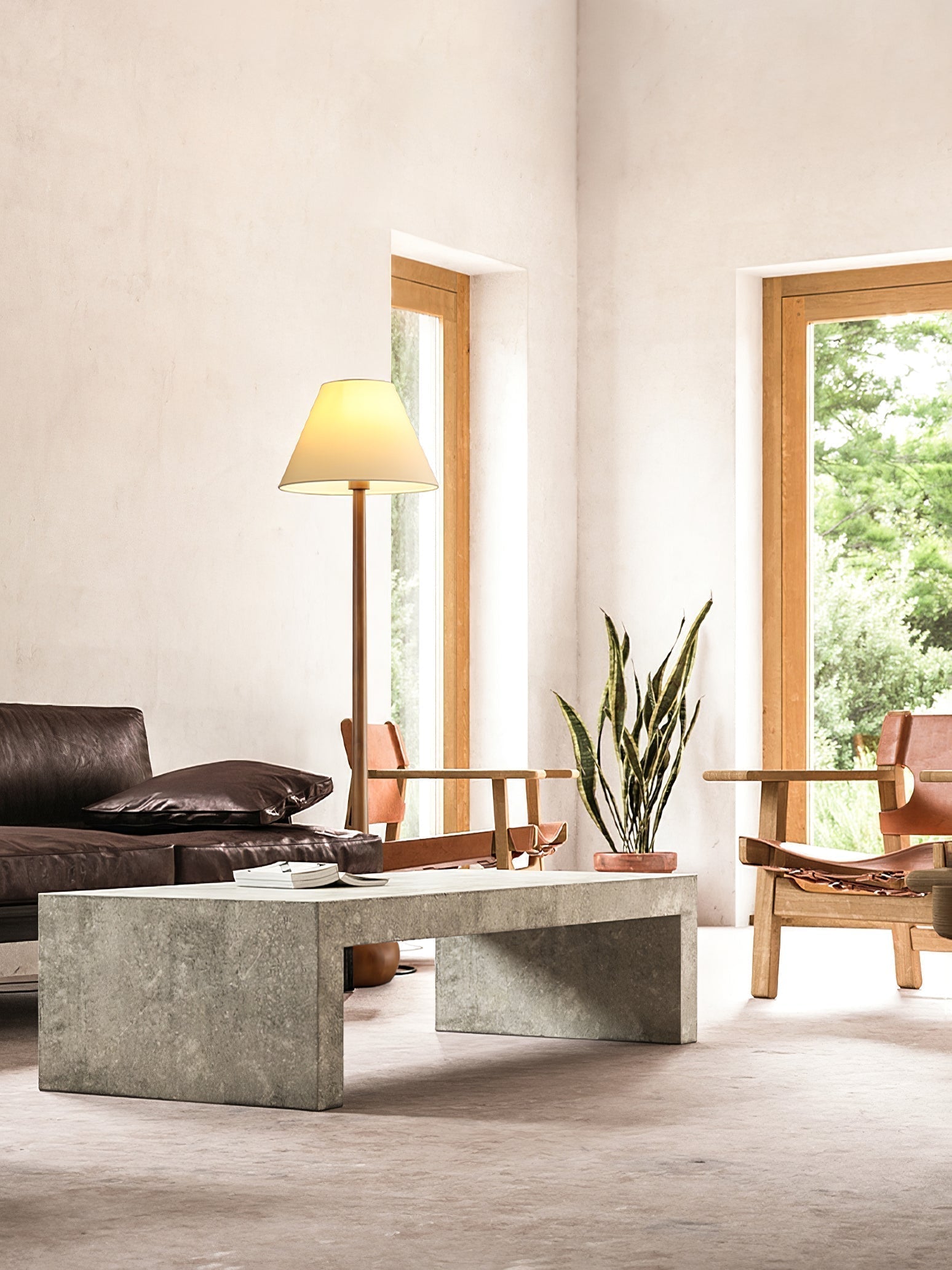 Elegant Solid Wood Uplight Floor Lamp with Fabric Shade and Metal Accents
