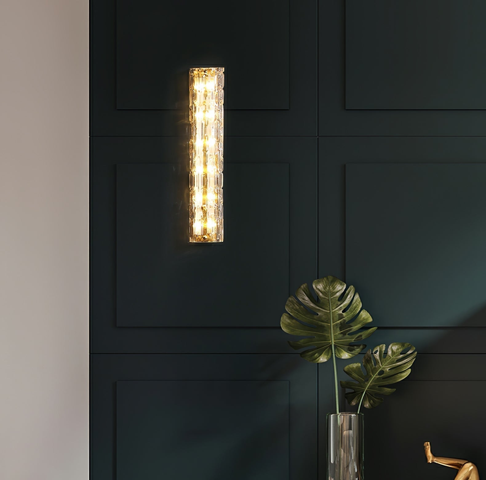 modern-brass-and-water-grained-glass-led-wall-sconce-light-set-of-2