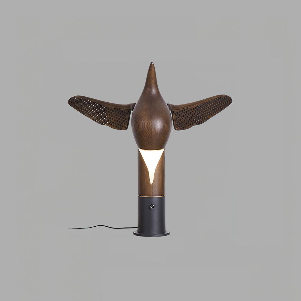 Fire Dancer Sculptural LED Table Lamp Modern Wood and Metal Designer Task Light for Interiors
