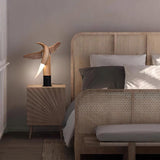 Fire Dancer Sculptural LED Table Lamp Modern Wood and Metal Designer Task Light for Interiors