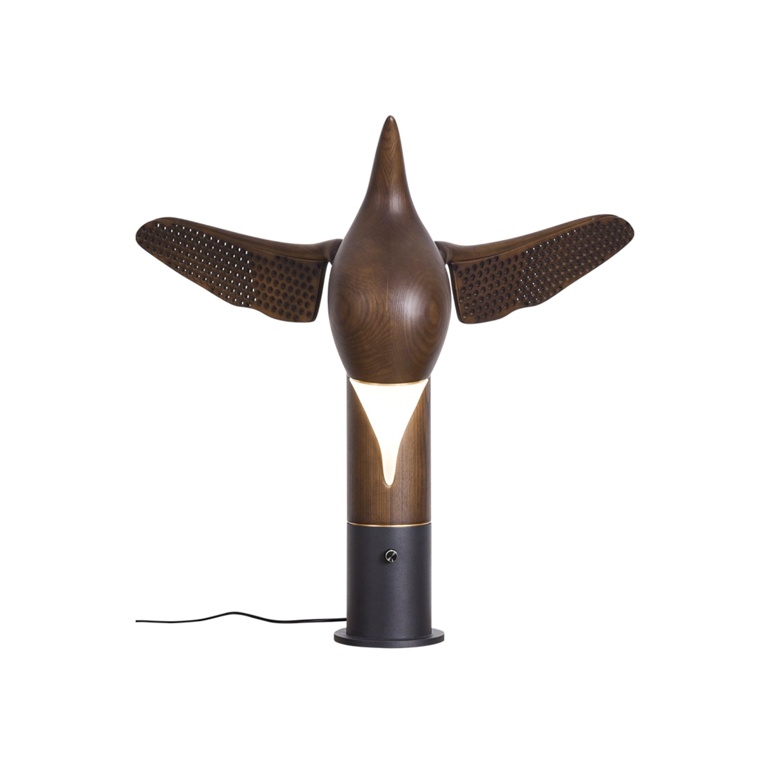 Fire Dancer Sculptural LED Table Lamp Modern Wood and Metal Designer Task Light for Interiors