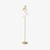 Modern Gold Sculptural Flame Floor Lamp with Integrated LED Acrylic Shades