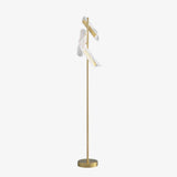 Modern Gold Sculptural Flame Floor Lamp with Integrated LED Acrylic Shades