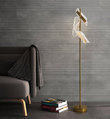 Modern Gold Sculptural Flame Floor Lamp with Integrated LED Acrylic Shades