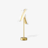 Modern Flame Shaped Acrylic Table Lamp with Gold Metal Base and Integrated LED