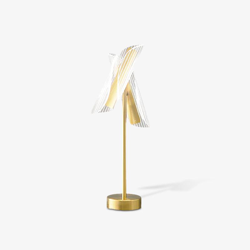 Modern Flame Shaped Acrylic Table Lamp with Gold Metal Base and Integrated LED