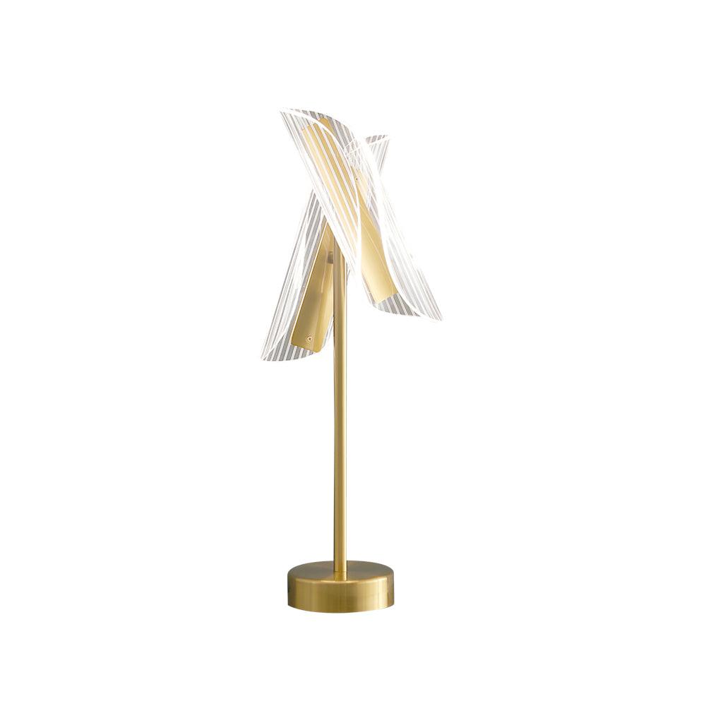 Modern Flame Shaped Acrylic Table Lamp with Gold Metal Base and Integrated LED