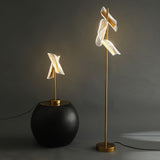 Modern Flame Shaped Acrylic Table Lamp with Gold Metal Base and Integrated LED