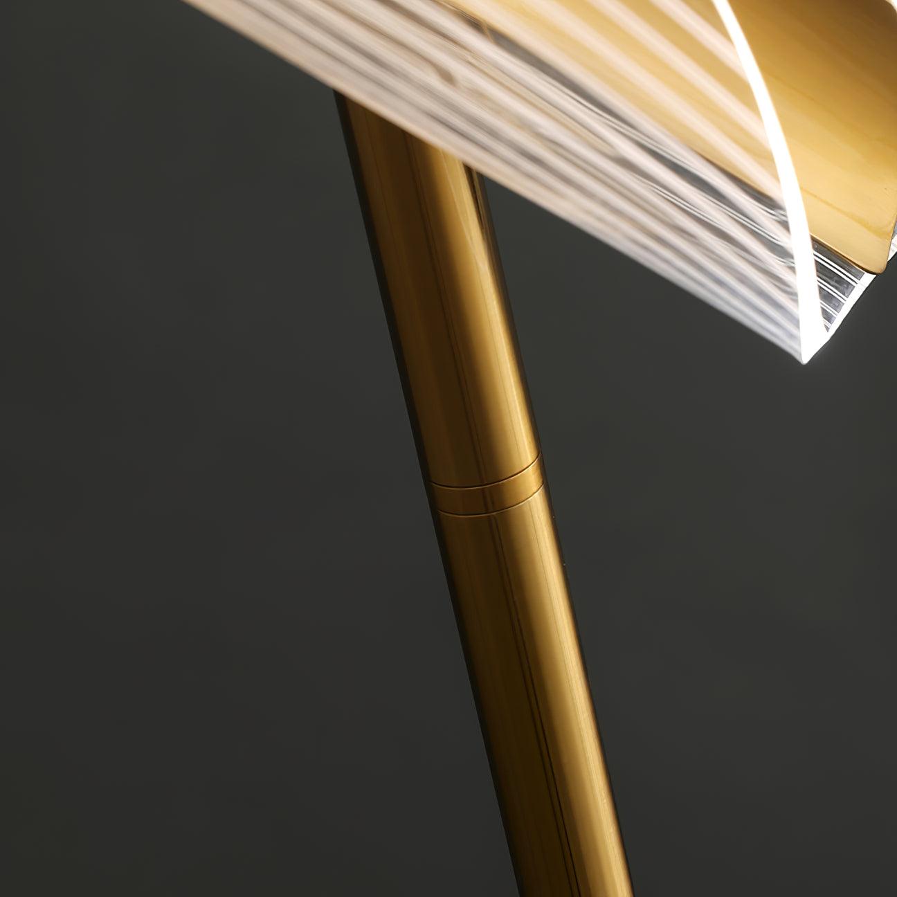 Modern Flame Shaped Acrylic Table Lamp with Gold Metal Base and Integrated LED