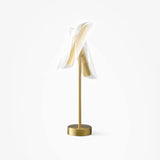 Modern Flame Shaped Acrylic Table Lamp with Gold Metal Base and Integrated LED