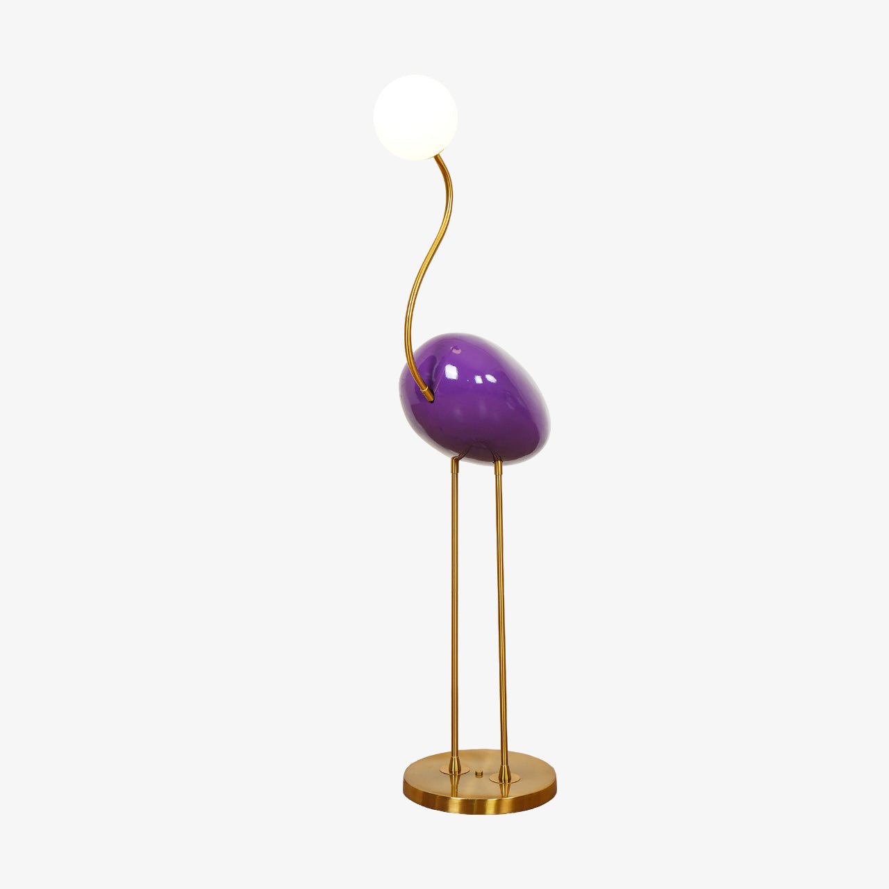 Elegant Flamingo Sculpture Standing Light with Frosted Glass Shade for Modern Interiors