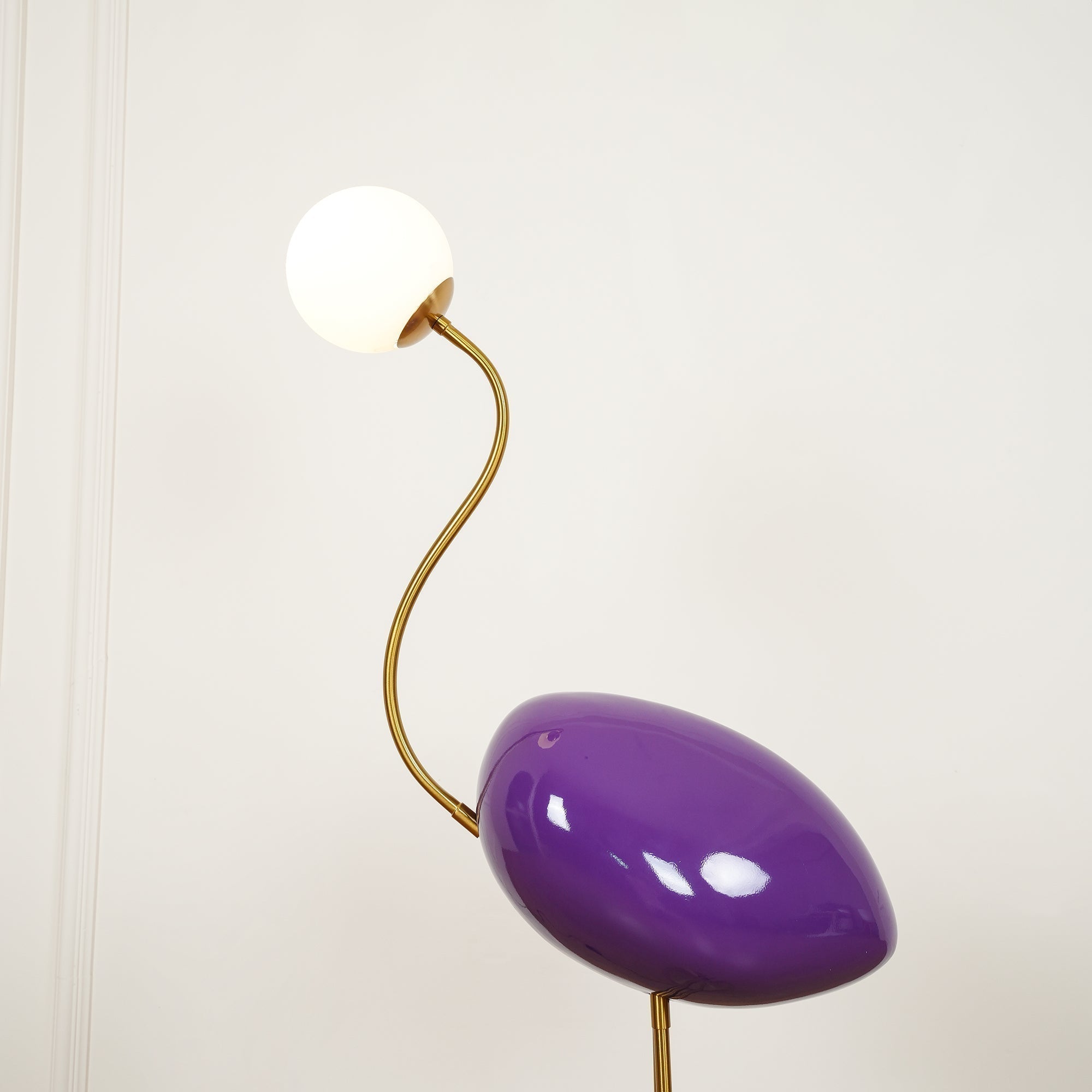 Elegant Flamingo Sculpture Standing Light with Frosted Glass Shade for Modern Interiors