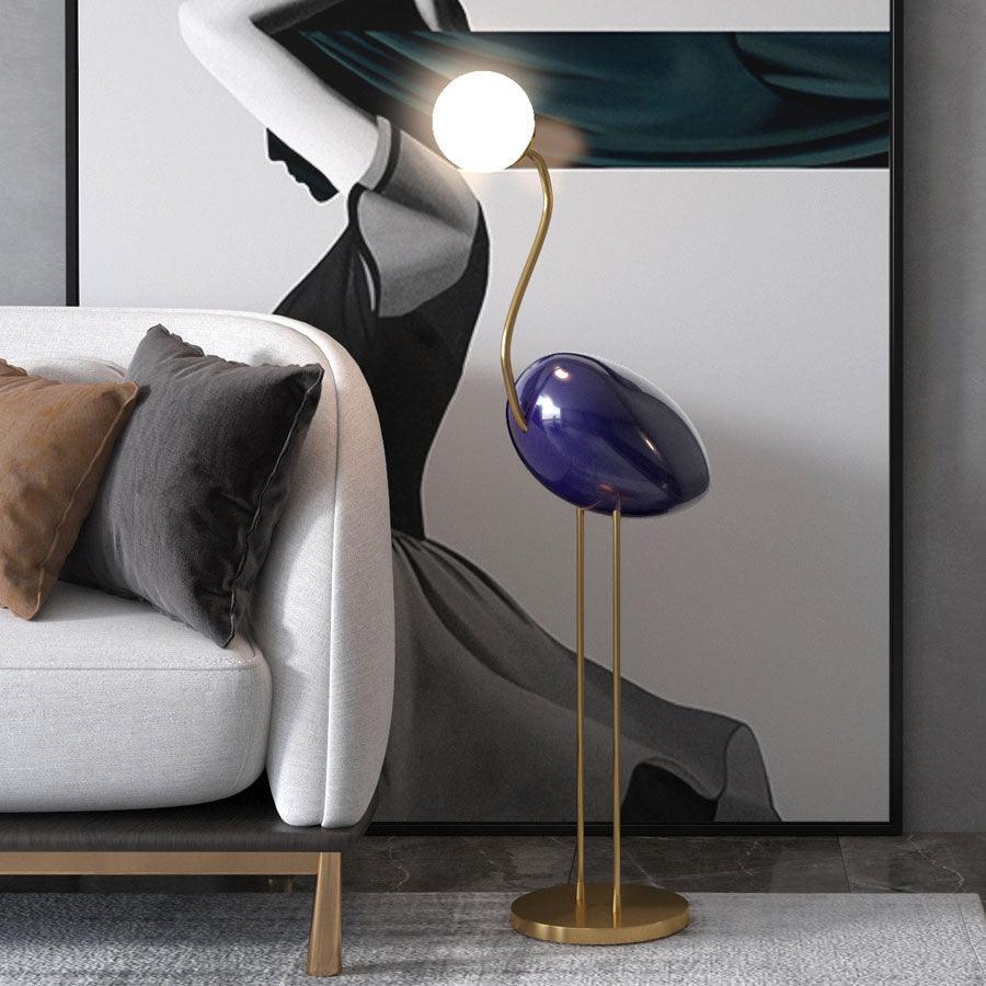 Elegant Flamingo Sculpture Standing Light with Frosted Glass Shade for Modern Interiors