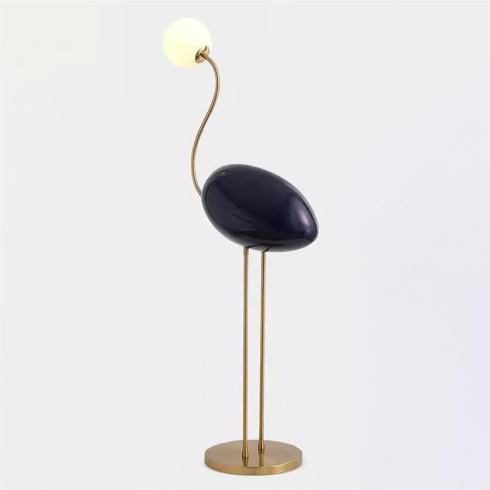 Elegant Flamingo Sculpture Standing Light with Frosted Glass Shade for Modern Interiors
