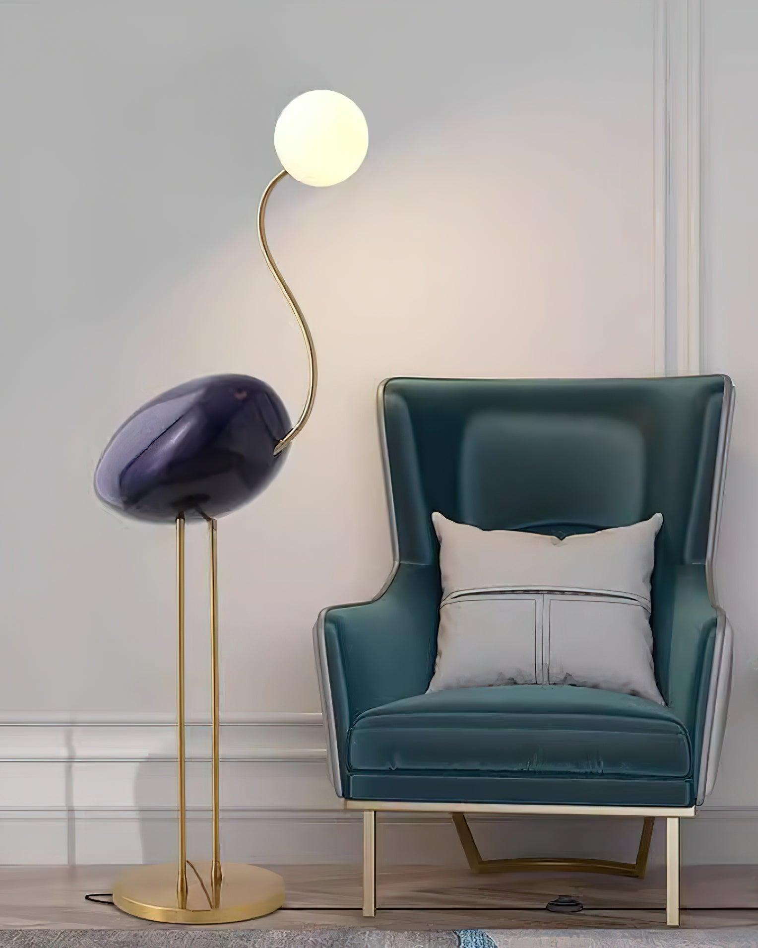 Elegant Flamingo Sculpture Standing Light with Frosted Glass Shade for Modern Interiors