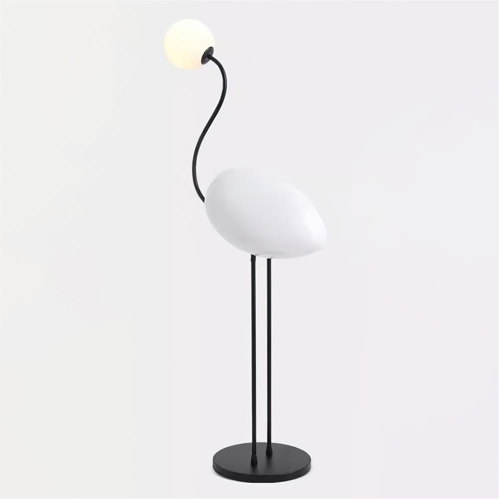 Elegant Flamingo Sculpture Standing Light with Frosted Glass Shade for Modern Interiors