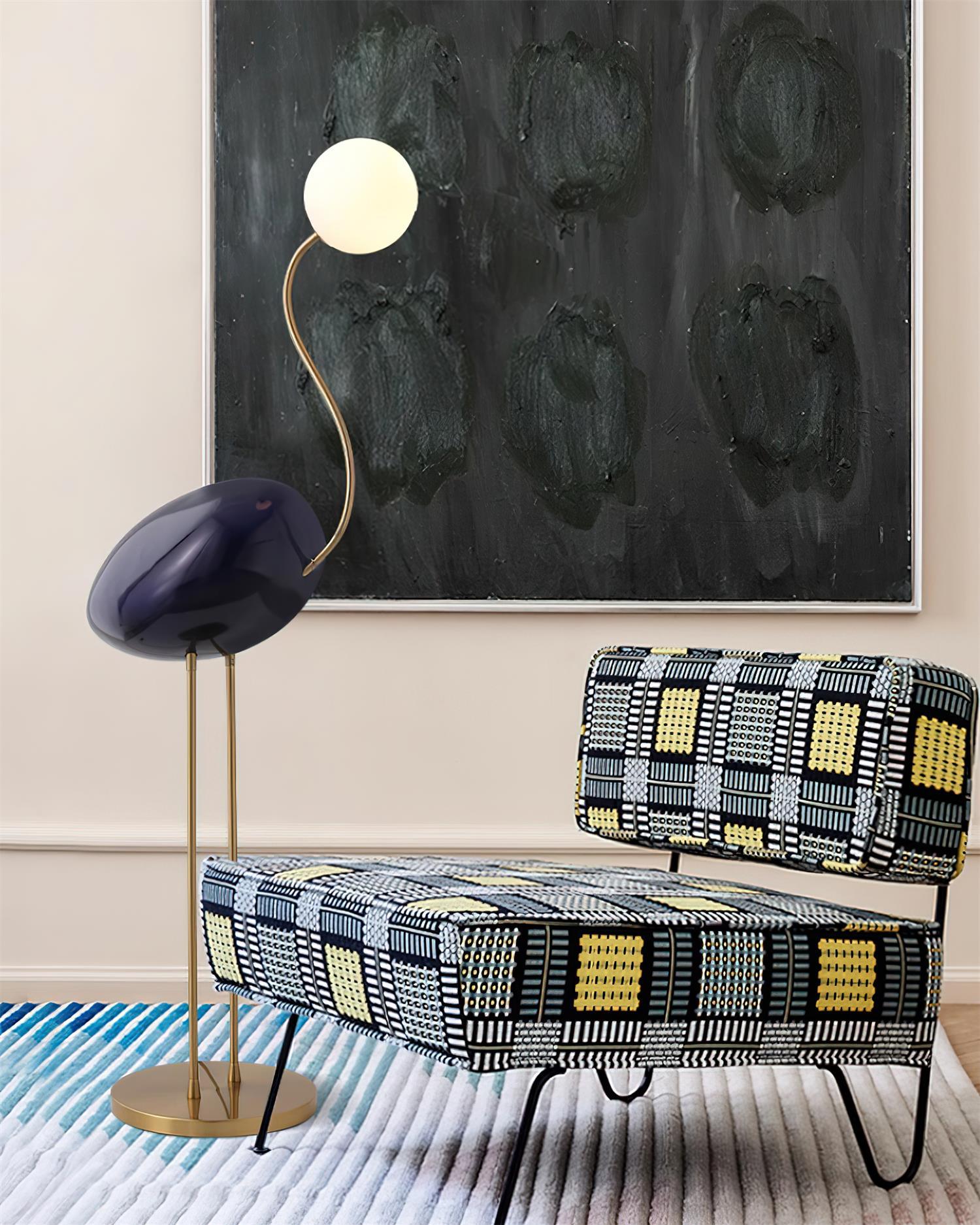Elegant Flamingo Sculpture Standing Light with Frosted Glass Shade for Modern Interiors