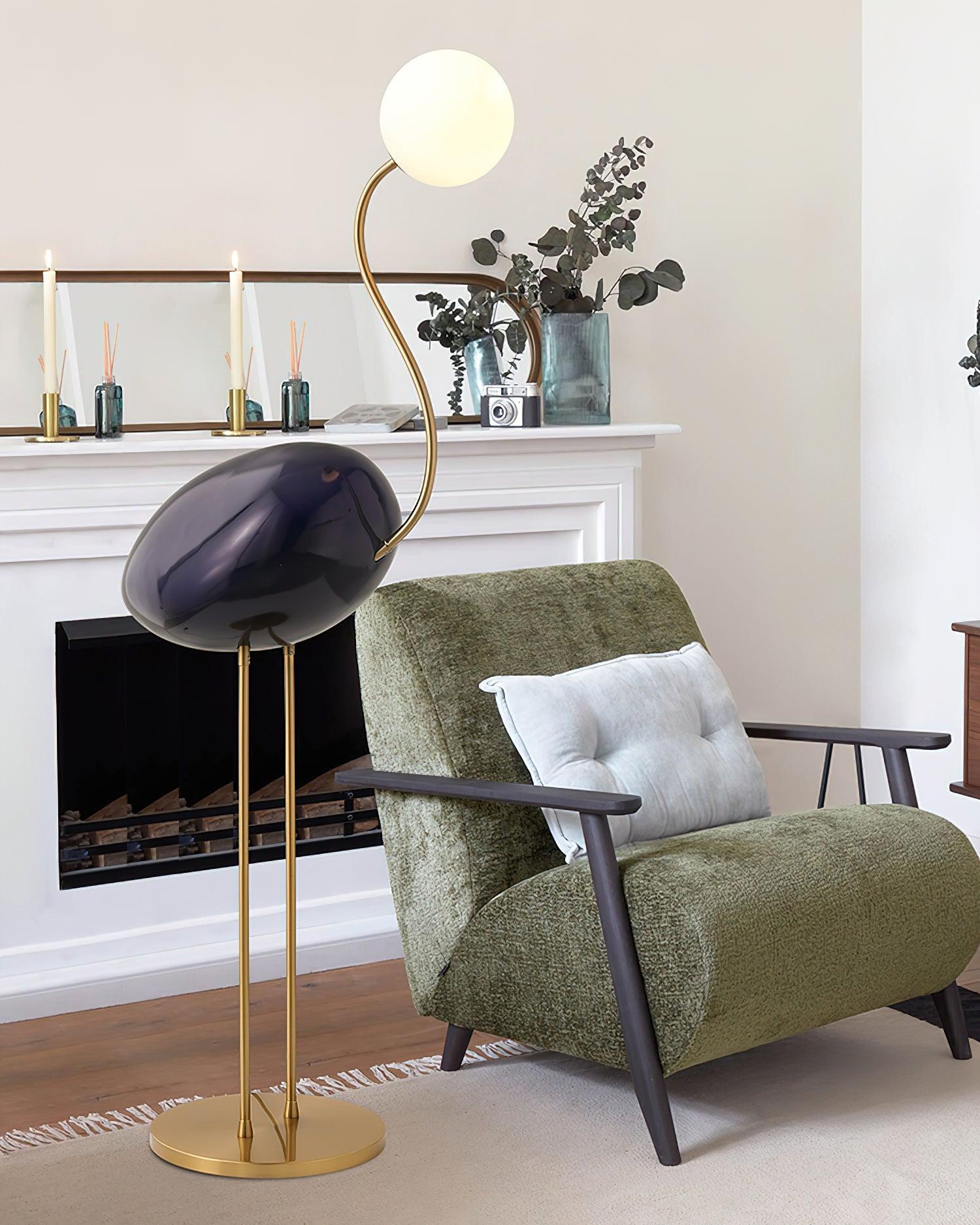 Elegant Flamingo Sculpture Standing Light with Frosted Glass Shade for Modern Interiors