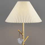 Flapper Elegant Standing Floor Lamp with Marble Base and Fabric Shade