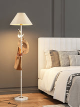 Flapper Elegant Standing Floor Lamp with Marble Base and Fabric Shade