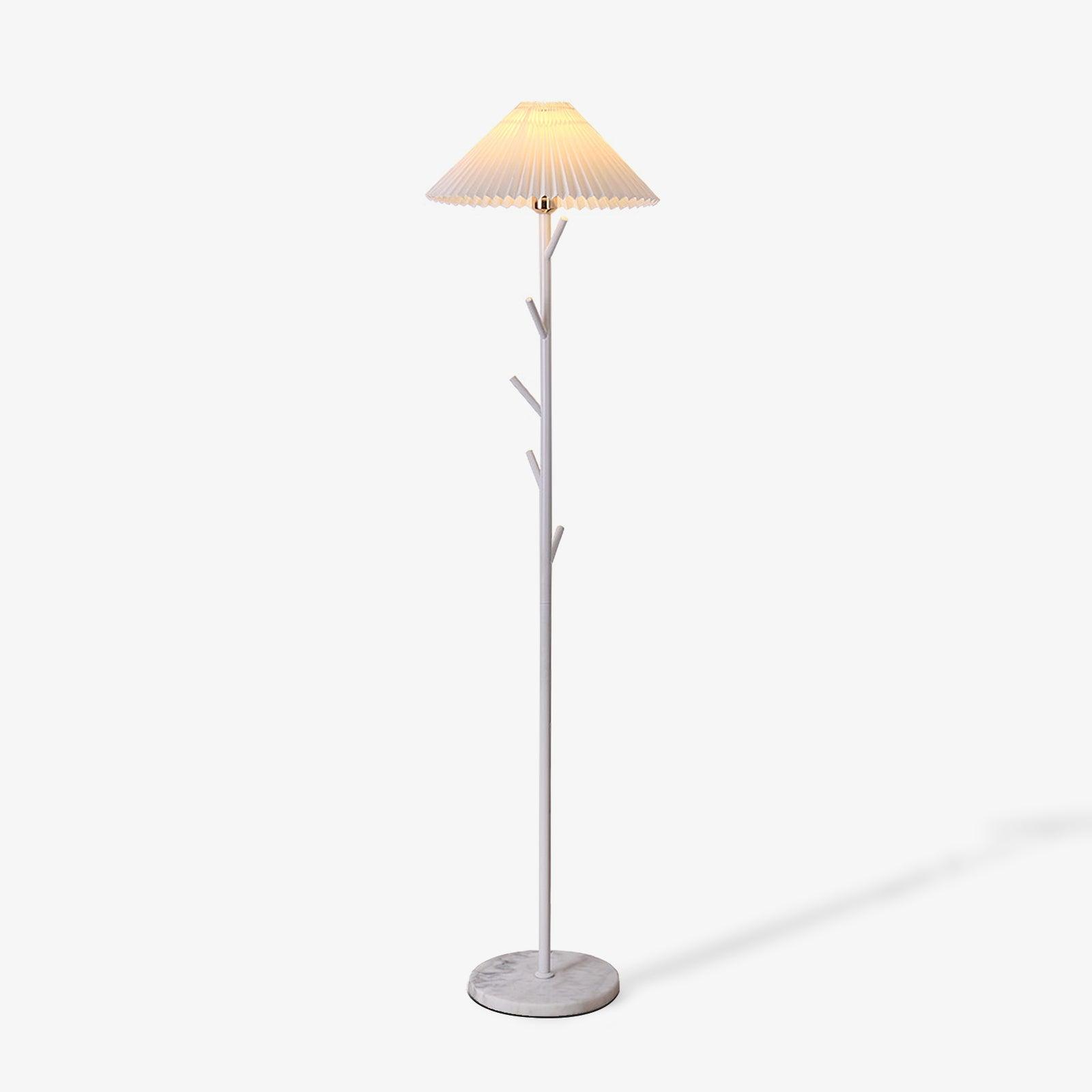 Flapper Elegant Standing Floor Lamp with Marble Base and Fabric Shade