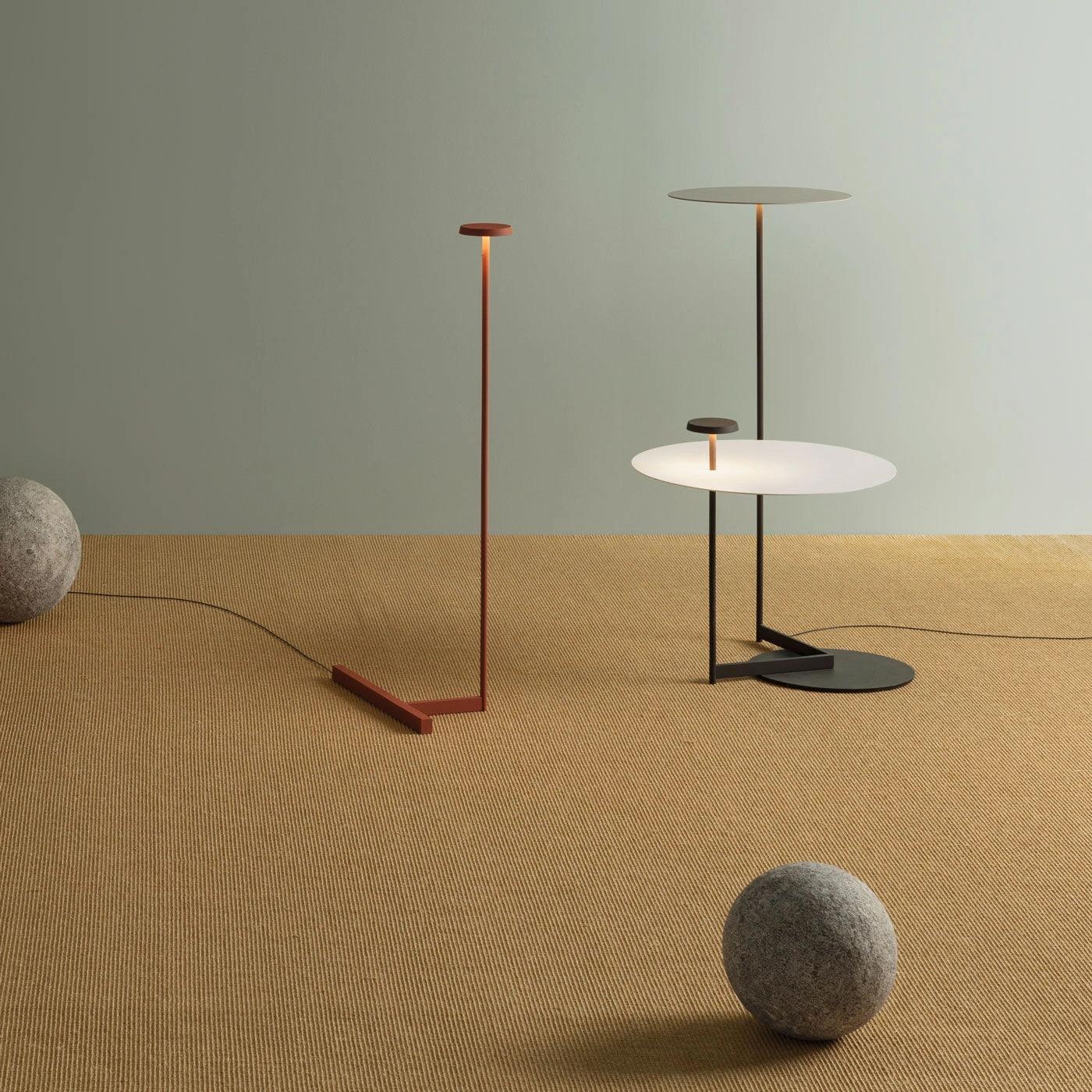 Modern Flat Metal Pan LED Floor Lamp with Dual Disc Design for Soft Ambient Lighting