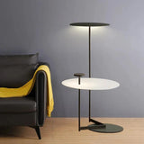 Modern Flat Metal Pan LED Floor Lamp with Dual Disc Design for Soft Ambient Lighting