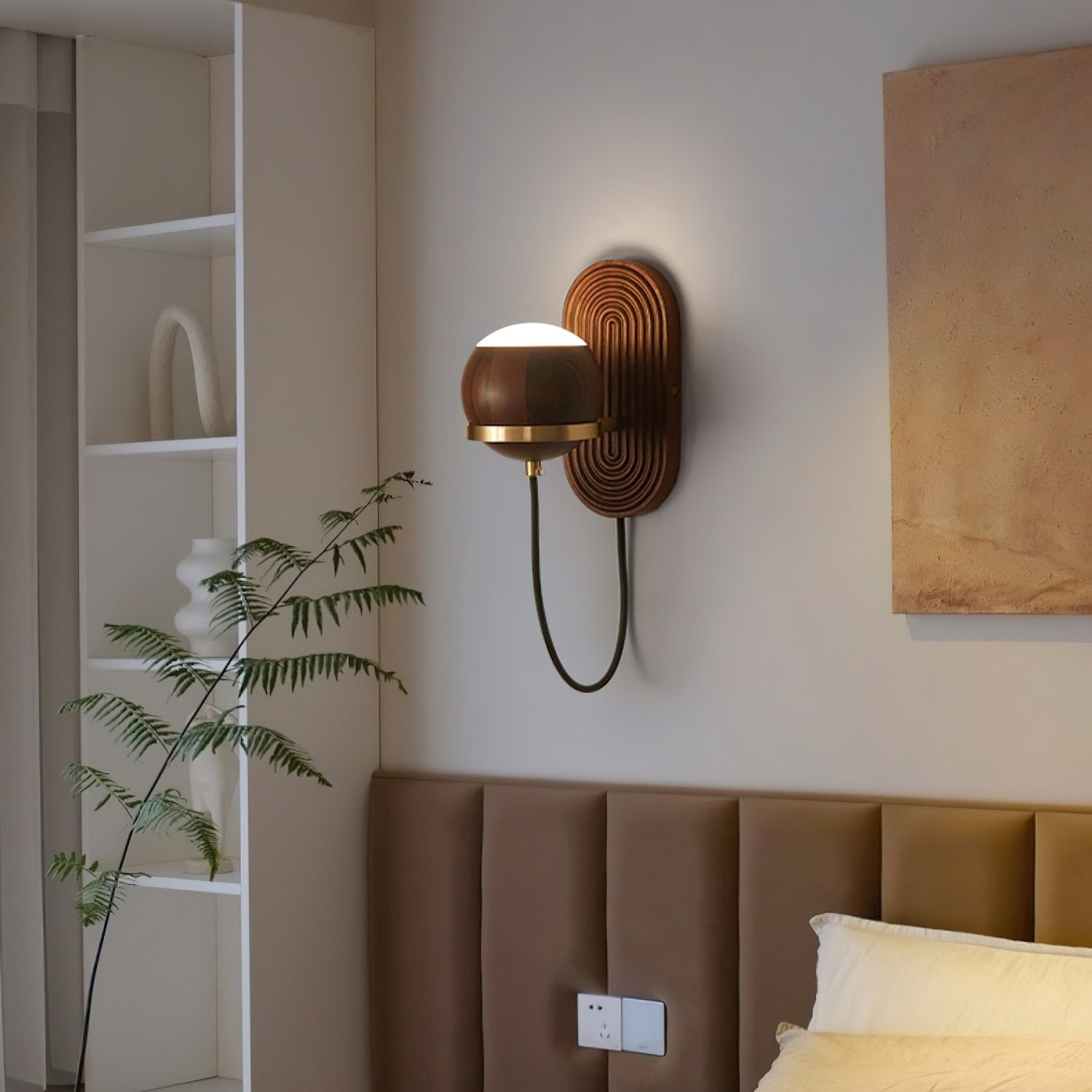 modern-walnut-wood-and-brass-round-wall-lamp-with-tri-color-integrated-led-sconce