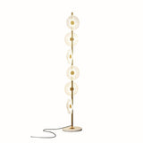 Floating Raindrop LED Floor Lamp Gold Finish and White Marble Pedestal