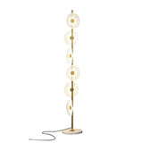 Floating Raindrop LED Floor Lamp Gold Finish and White Marble Pedestal