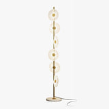 Floating Raindrop LED Floor Lamp Gold Finish and White Marble Pedestal