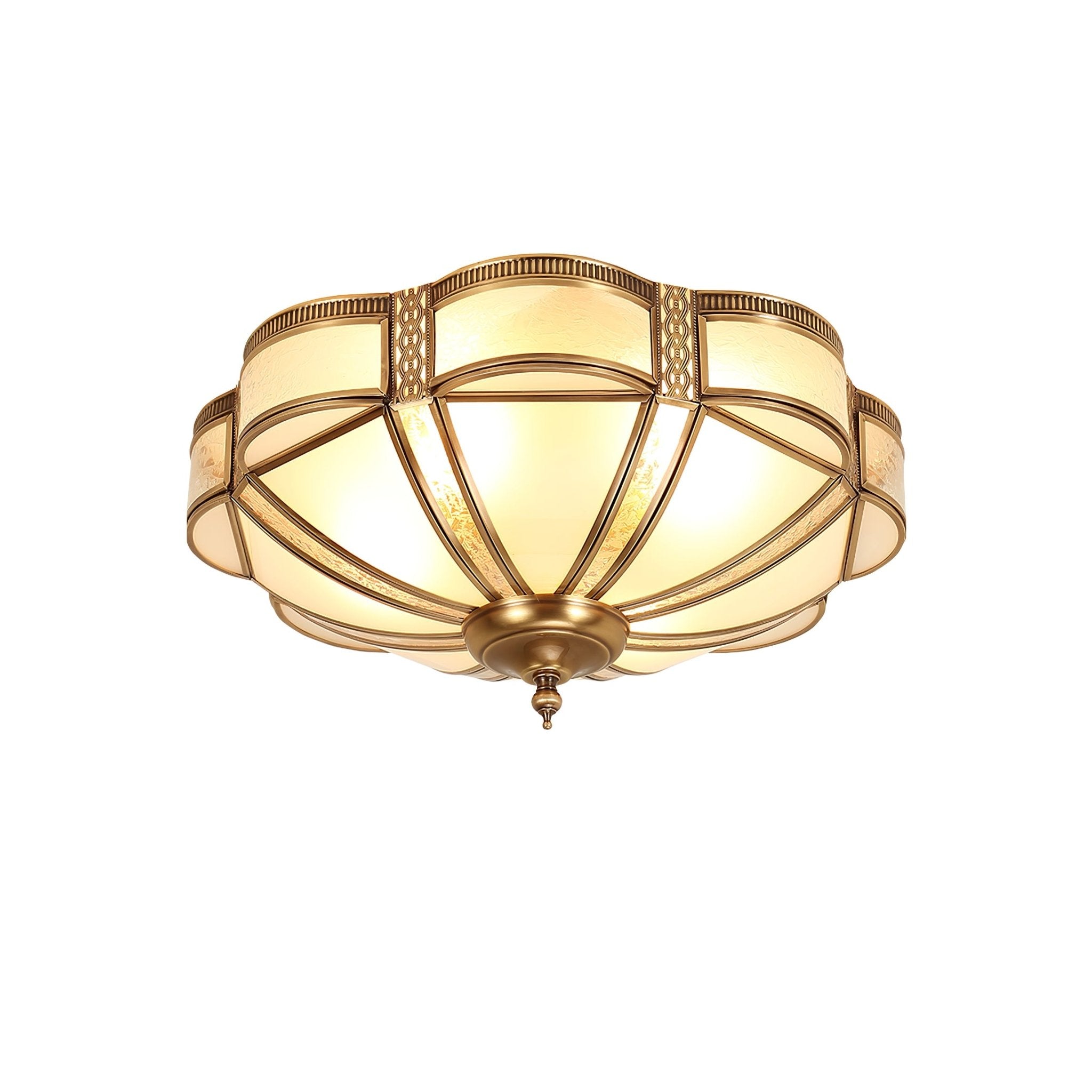 Elegant Floral Brass Flush Mount Ceiling Light with Milk Glass Shade