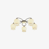 Elegant White Floral Glass Overhead Ceiling Lamp with Chrome Metal Base for Indoor Use