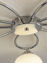 Elegant White Floral Glass Overhead Ceiling Lamp with Chrome Metal Base for Indoor Use