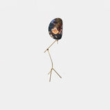Botanical Print Cylinder Floor Lamp with Brass Tripod Base and Fabric Shade