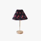 Flores Floral Pleated Shade Table Lamp with Wooden Base and Gold Accents