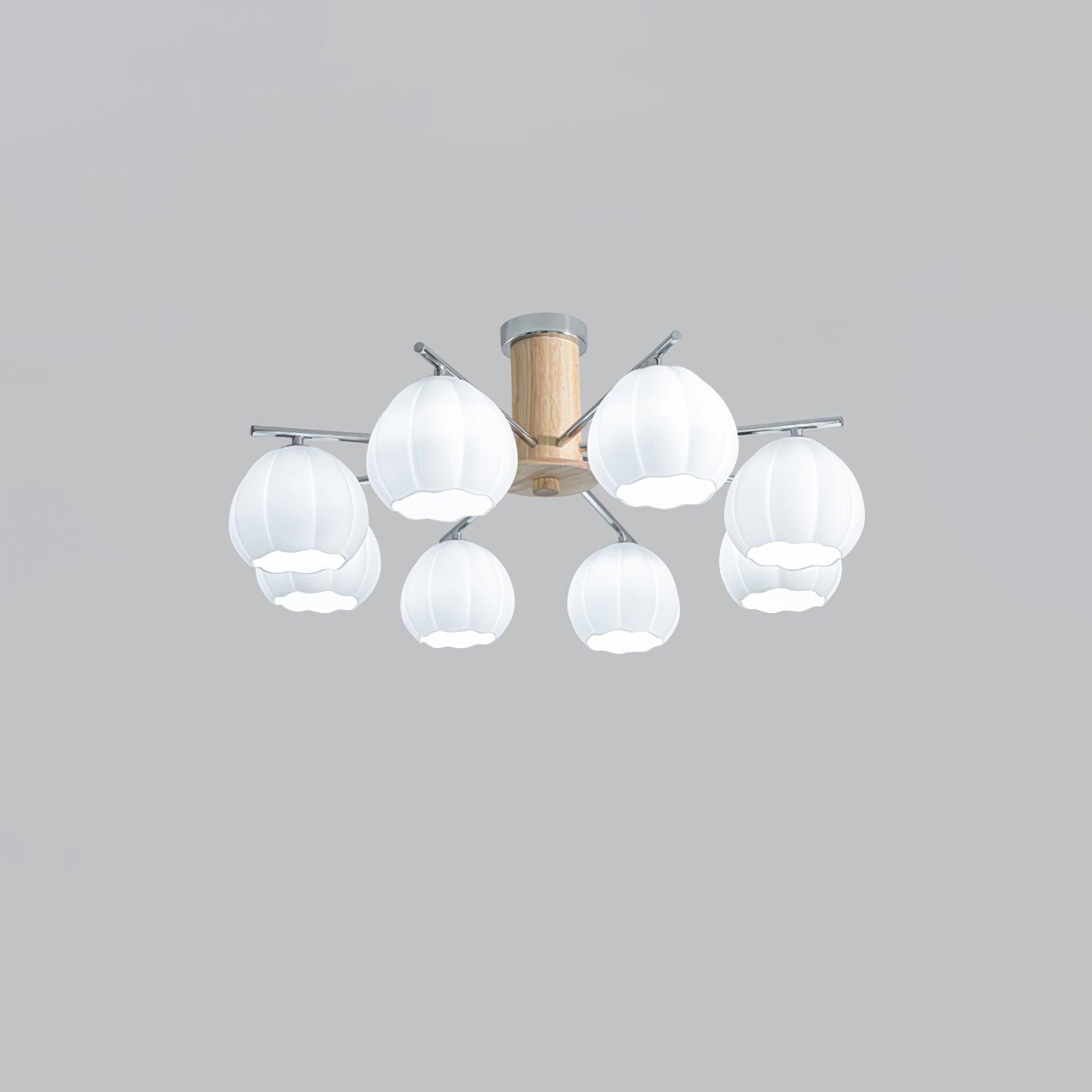 Modern Flower Buds Flush Mount Ceiling Light with Floral Glass Shades