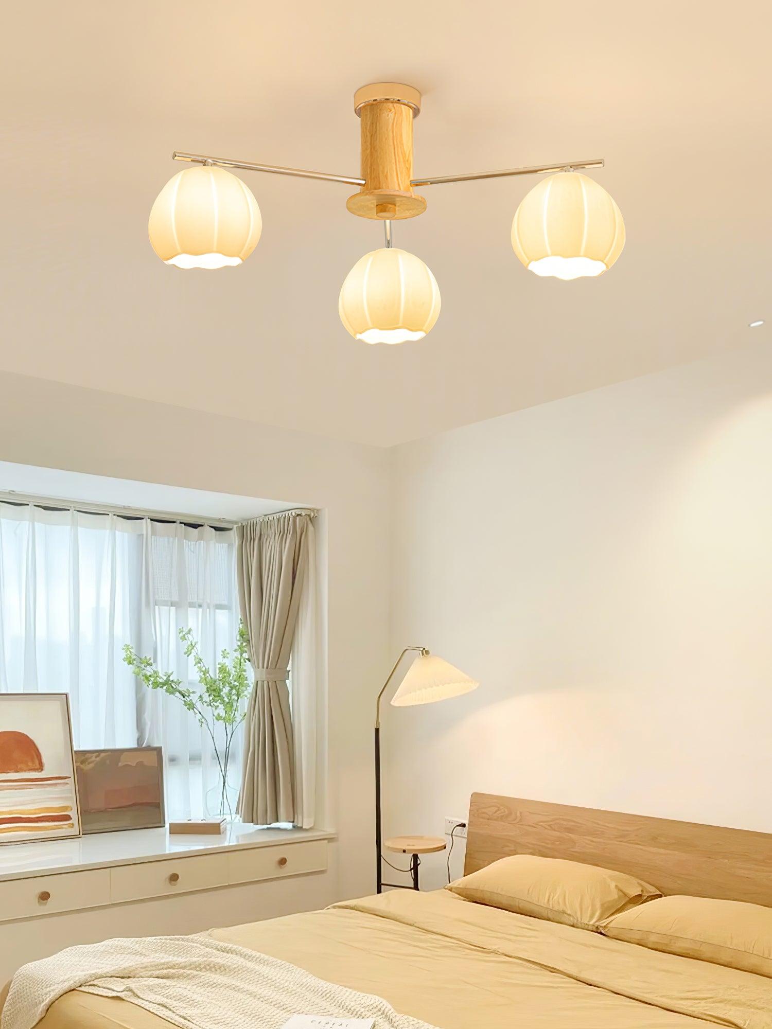 Modern Flower Buds Flush Mount Ceiling Light with Floral Glass Shades