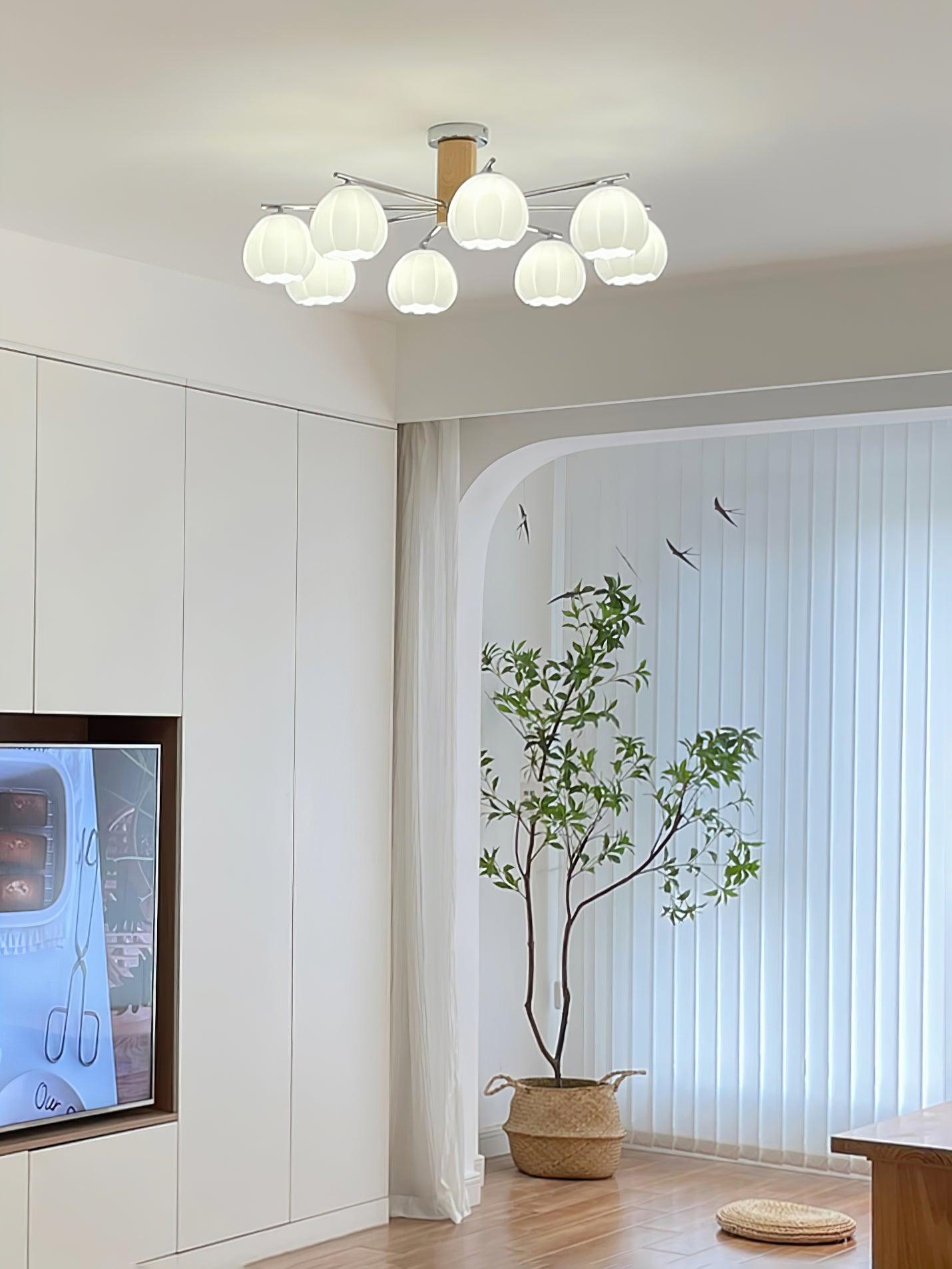 Modern Flower Buds Flush Mount Ceiling Light with Floral Glass Shades