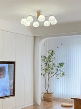 Modern Flower Buds Flush Mount Ceiling Light with Floral Glass Shades