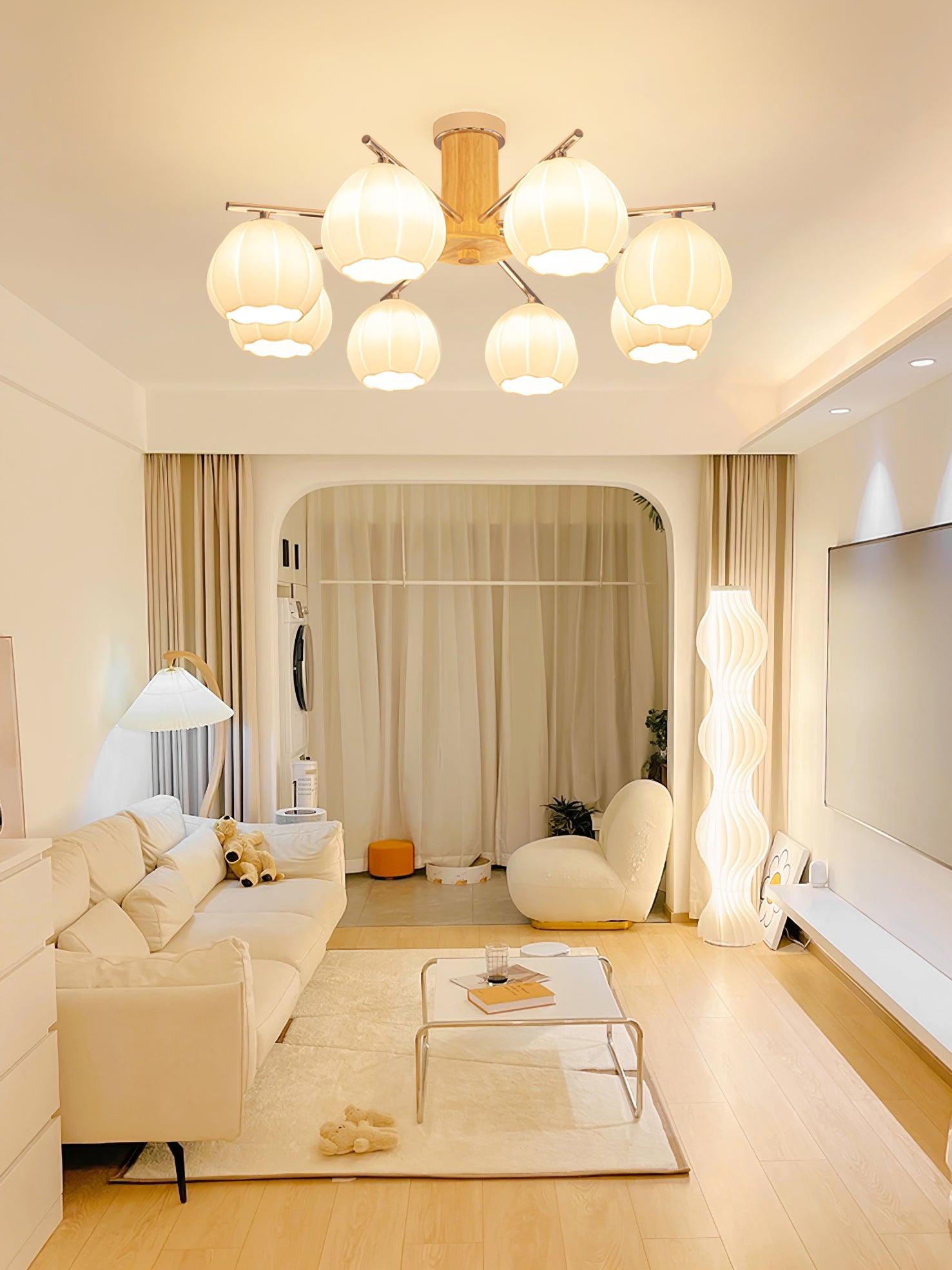 Modern Flower Buds Flush Mount Ceiling Light with Floral Glass Shades
