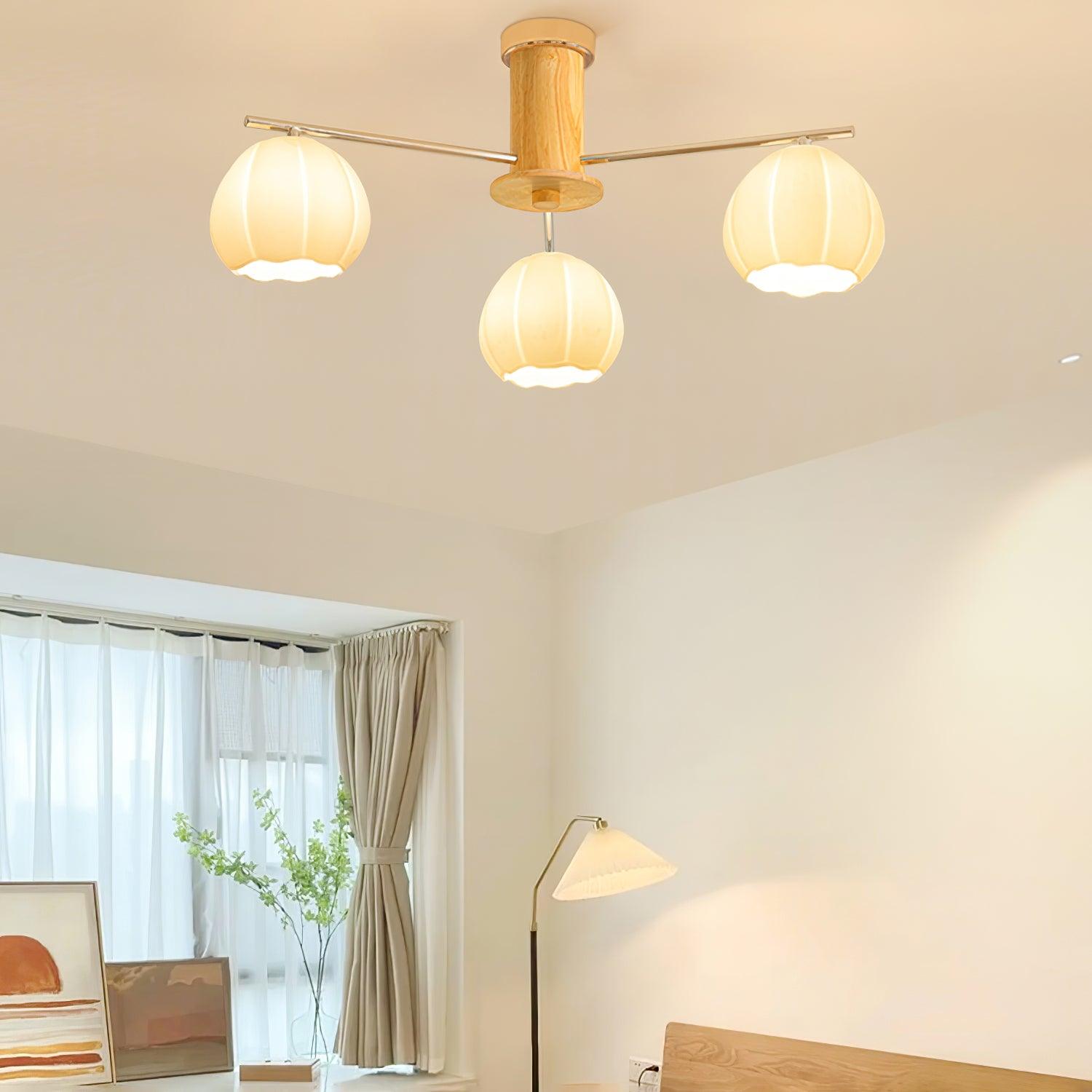 Modern Flower Buds Flush Mount Ceiling Light with Floral Glass Shades