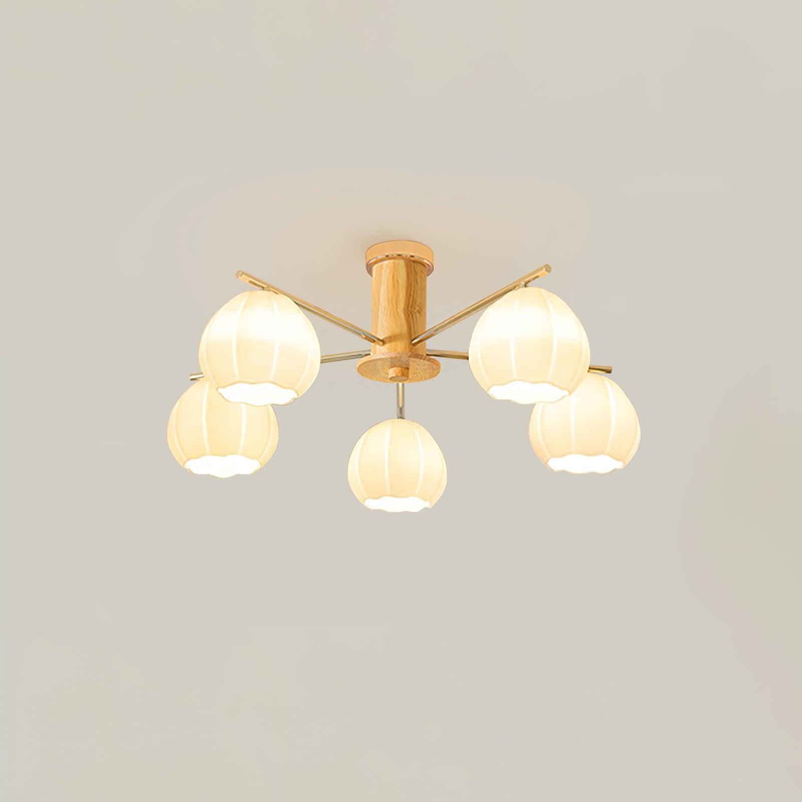 Modern Flower Buds Flush Mount Ceiling Light with Floral Glass Shades