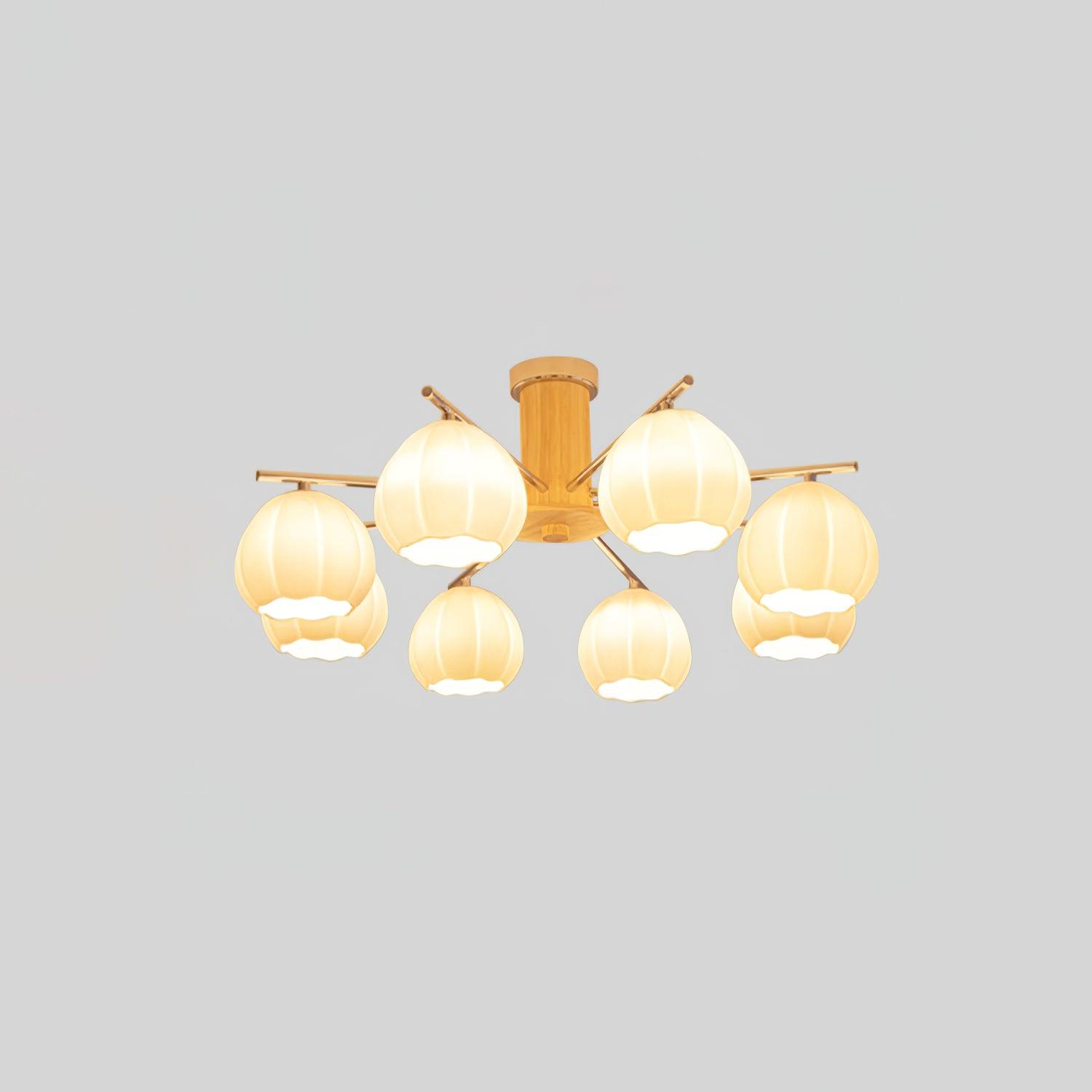 Modern Flower Buds Flush Mount Ceiling Light with Floral Glass Shades