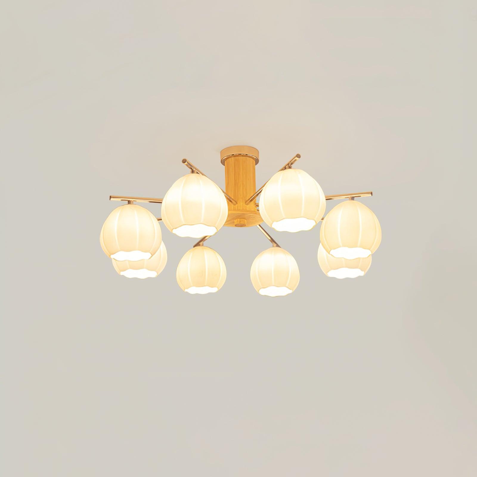 Modern Flower Buds Flush Mount Ceiling Light with Floral Glass Shades