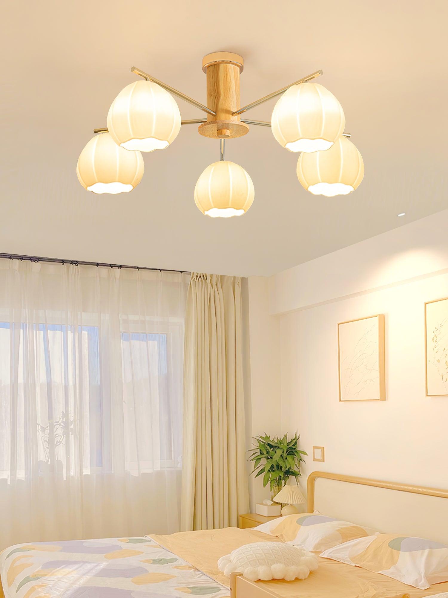 Modern Flower Buds Flush Mount Ceiling Light with Floral Glass Shades