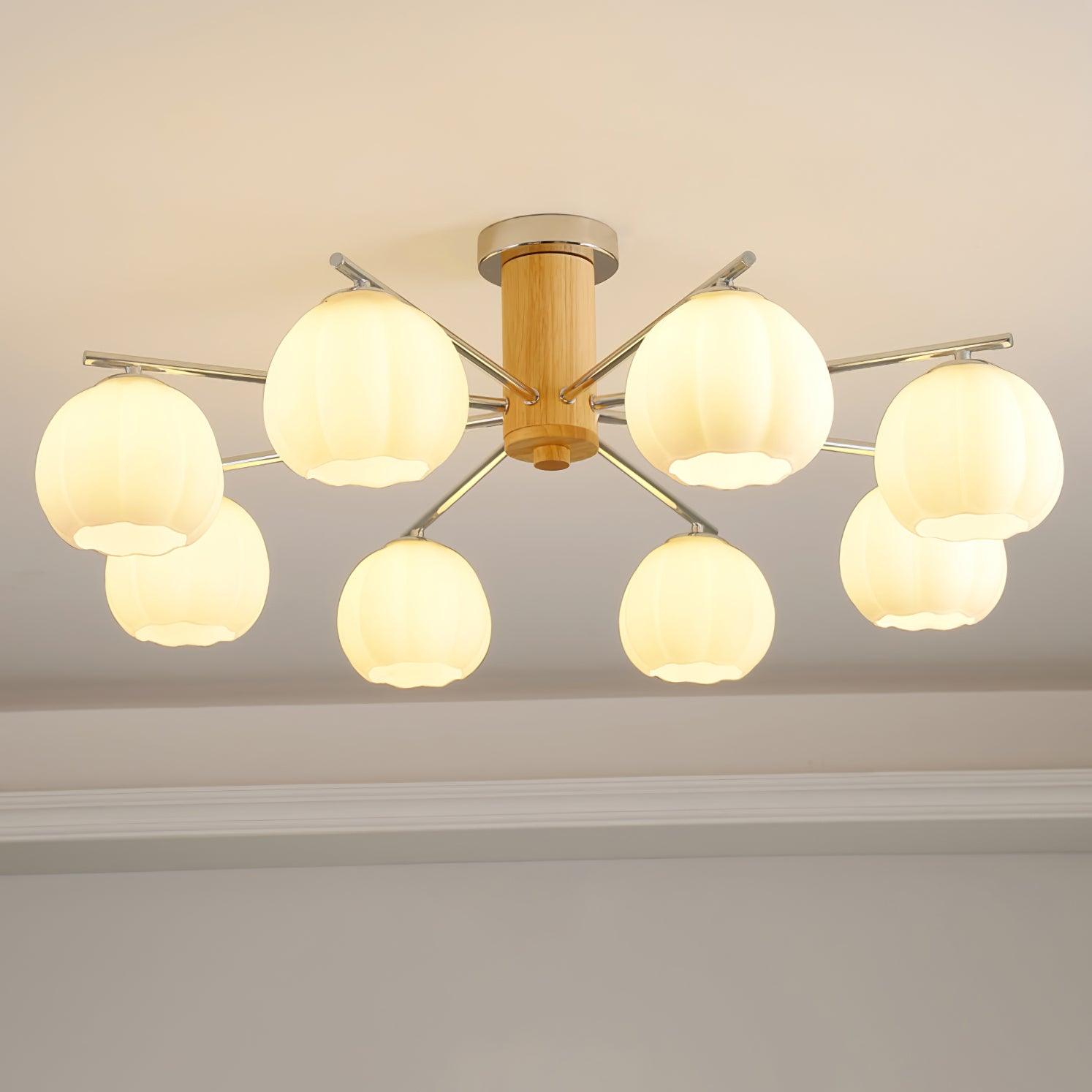 Modern Flower Buds Flush Mount Ceiling Light with Floral Glass Shades