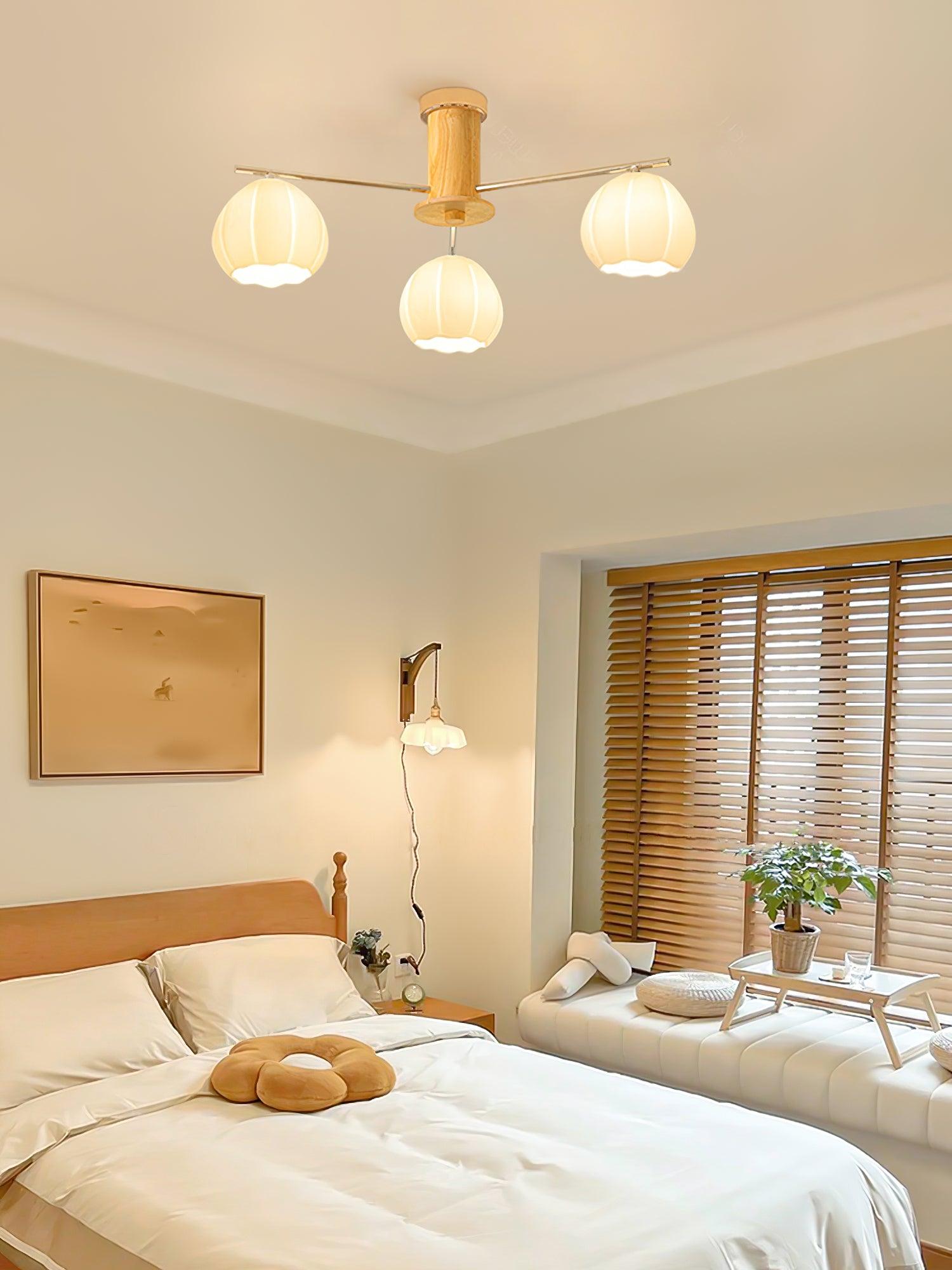 Modern Flower Buds Flush Mount Ceiling Light with Floral Glass Shades