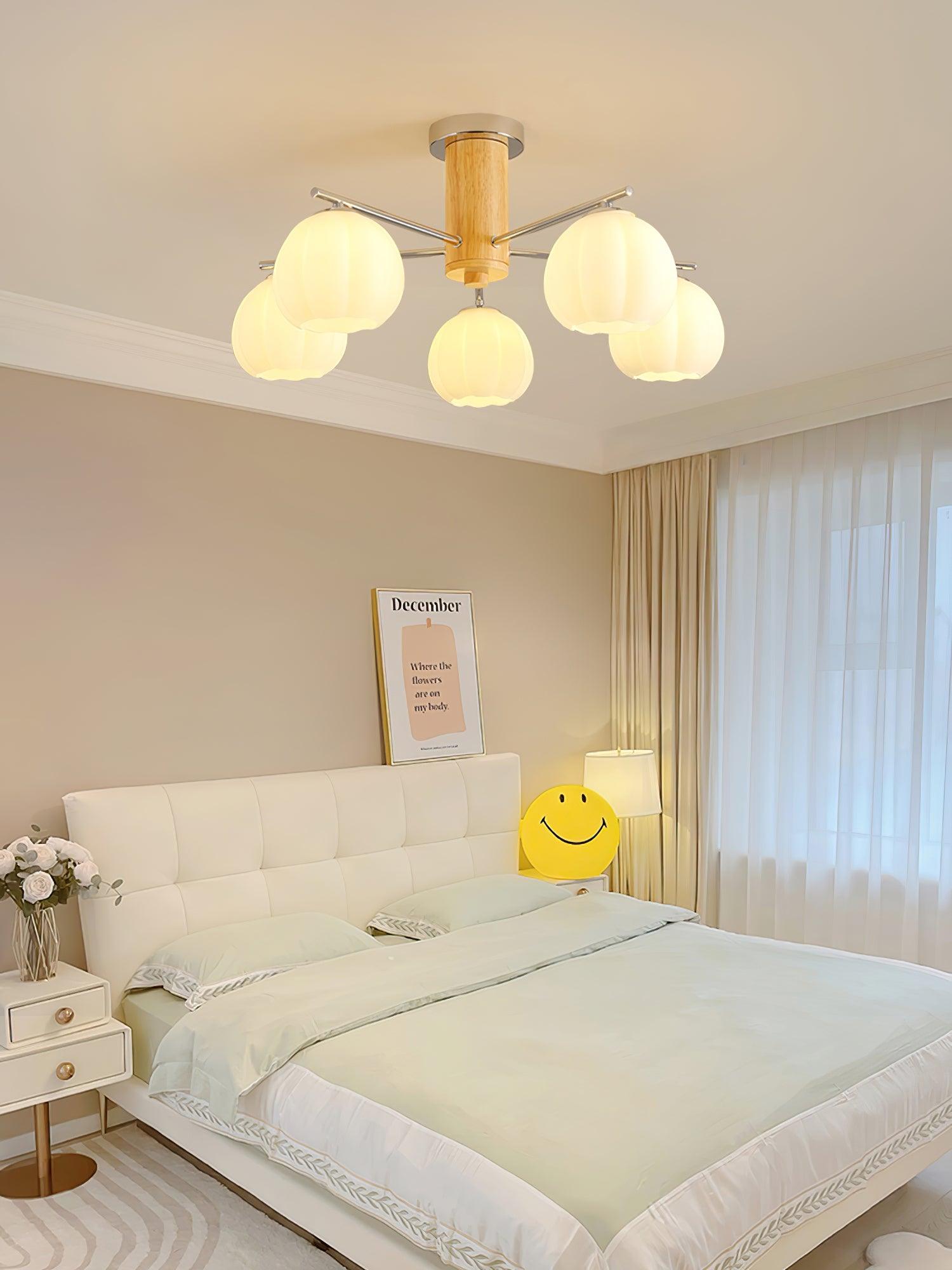Modern Flower Buds Flush Mount Ceiling Light with Floral Glass Shades